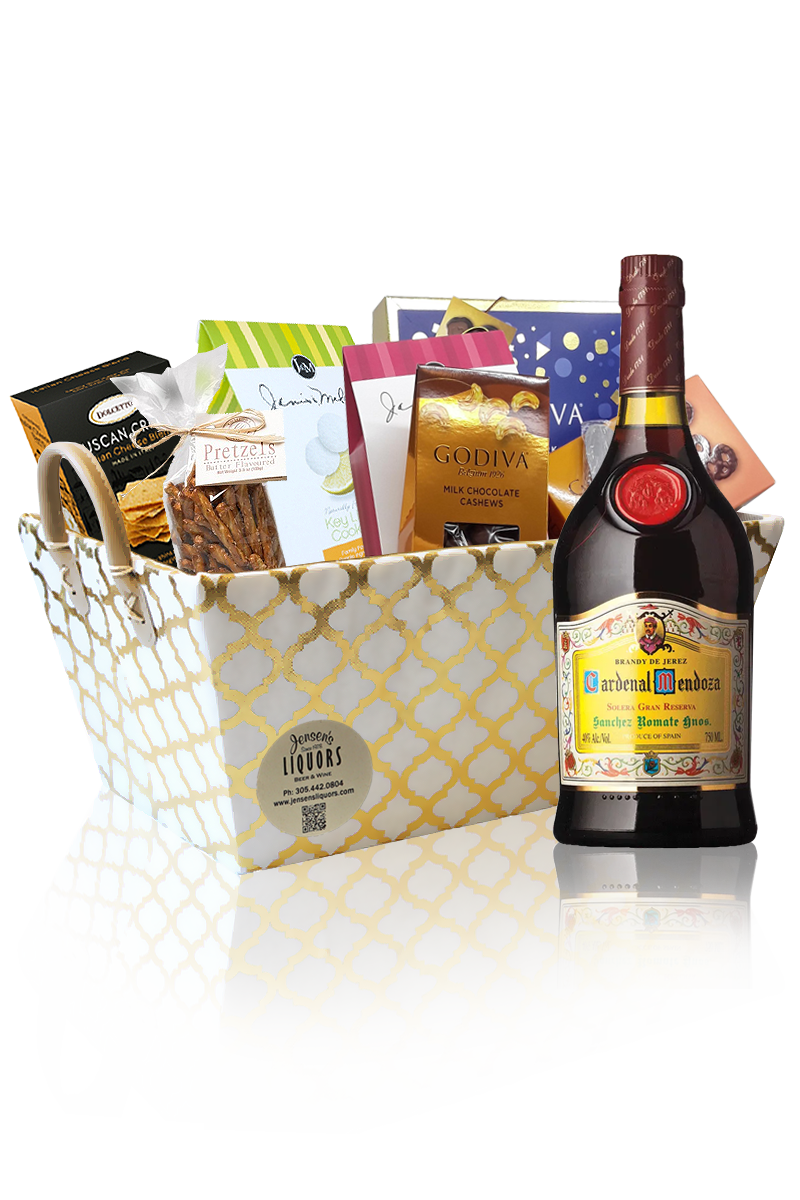 Cognac-Brandy Gift Basket Cardenal Mendoza